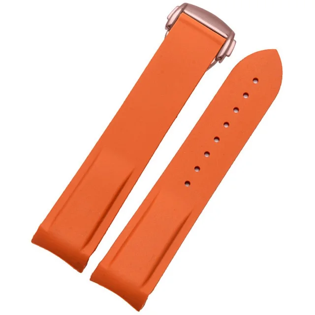 Orange rose gold Резиновый силиконовый Браслет ремешок для Omega Speedmaster Seamaster Aqua Terra ремешок для часов 20 мм 22 мм Мужские часы оранжевый ремешок - Цвет: Orange rose gold