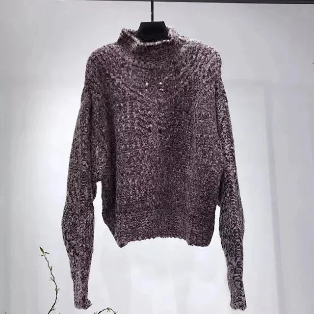 Elfbop женский фиолетовый вязаный джемпер с высоким воротом, пуловер, топ-женский зимний весенний теплый модный вязаный свитер