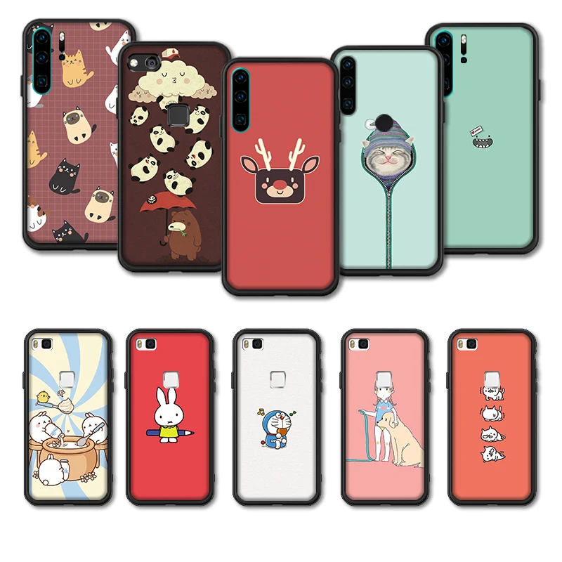 Case For Huawei P Smart Z 2019 Silicon Soft TPU Back Cover Plus case Bumper Cases Cartoon cat shell | Мобильные телефоны и