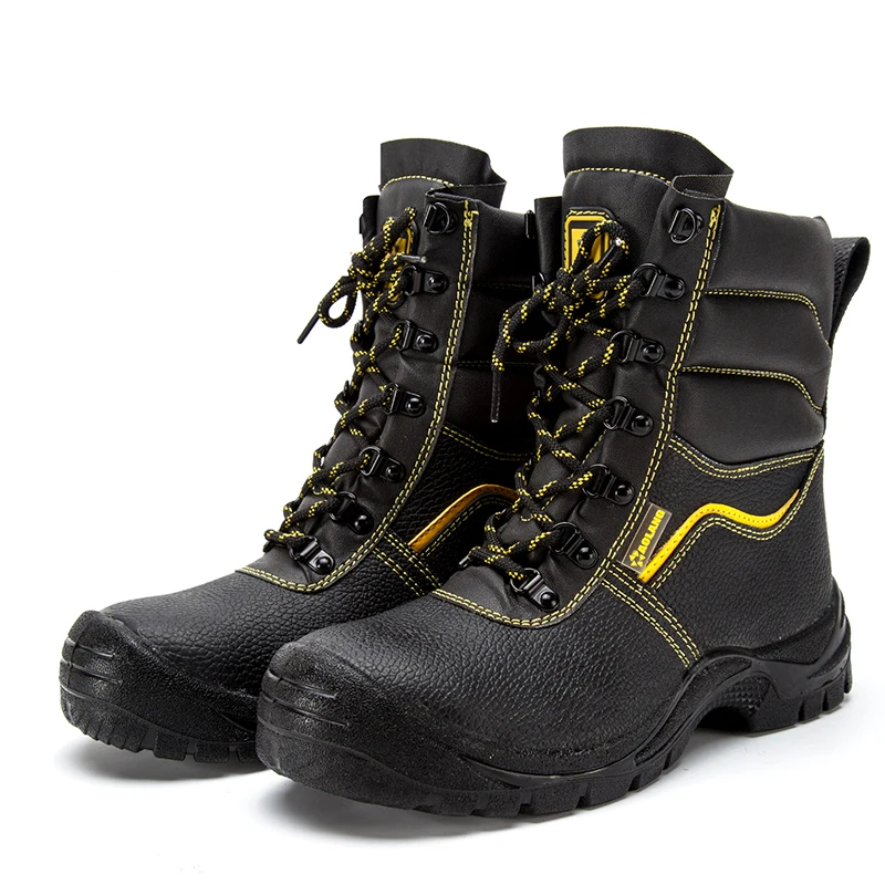 Мужская обувь; рабочие ботинки; зимние теплые уличные ботинки из искусственной кожи со стальным носком; нескользящие ботинки на шнуровке - Цвет: black 3