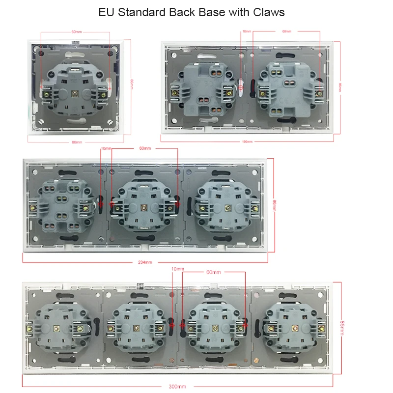 Silver Glass EU Switch Socket Free DIY 1 2 Gang EU French Socket with Cap Data Tel TV USB Wallpad Curtain Switch with Clips