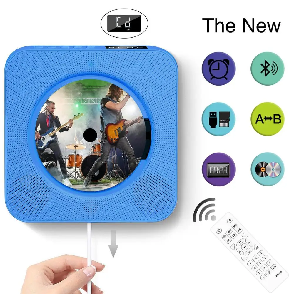 Bluetooth CD-плеер с динамиком CD-плеер с функцией радио Поддержка u-блюдо TF карта обучающее устройство для детей - Цвет: Синий