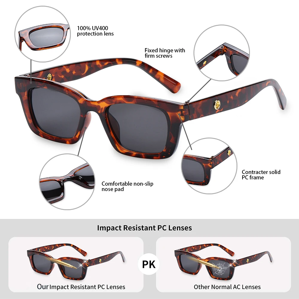 Travel Rectangle Sunglasses Outdoor Hiking for Women Retro Driving Glasses 90s Vintage Narrow Square Frame UV400 Protection women sunglasses
