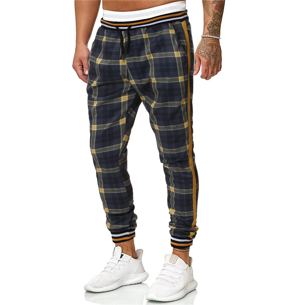 Vogue Pantalones Hombre, Мужские штаны, повседневные длинные спортивные штаны, облегающие клетчатые брюки, беговые джоггеры, спортивные штаны