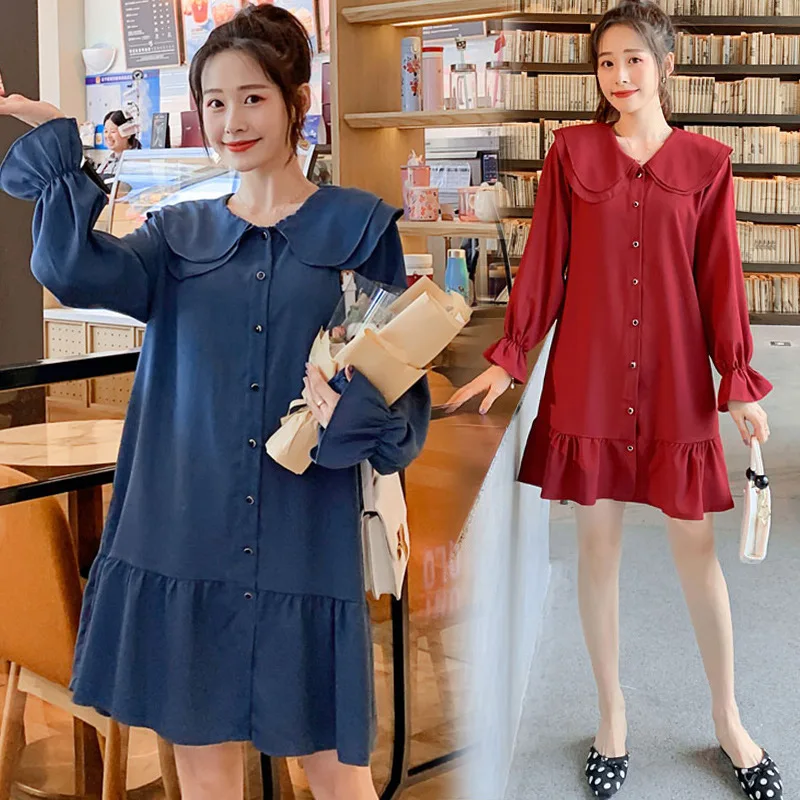 

Shanghai New Europe Sang 2020 Autumn Large Size Peter Pan Collar Slimming Dress