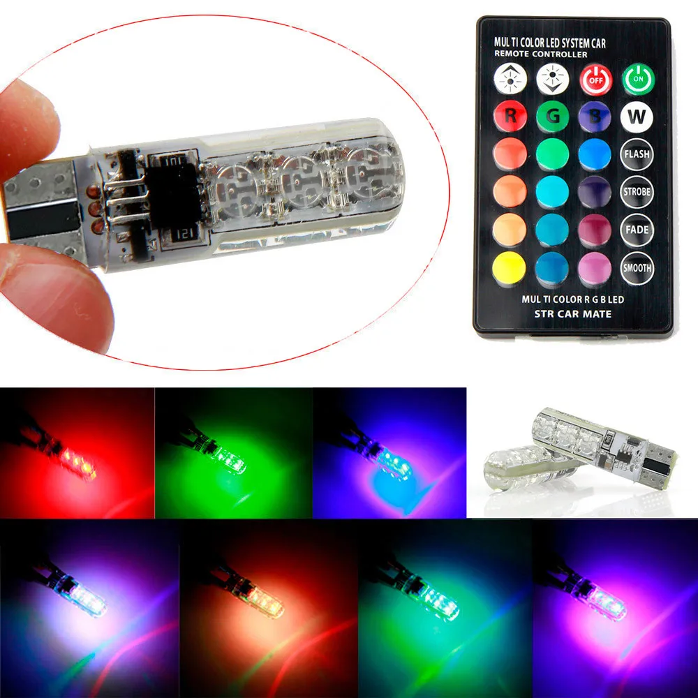 Автомобильный светильник RGB T10-6smd лампы дистанционного Управление автомобиля Ширина светильник мерцающий светильник атмосфера светильник светодиодный автомобильный светильник s внешней 12V 1122