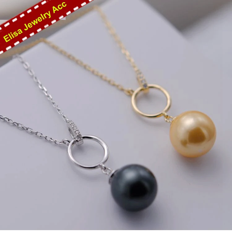 

3Pcs/Lot Circle Design Pearl Pendant Chain Findings S925 Sterling Silver Pendant Necklace Components Women DIY Handmade Acc