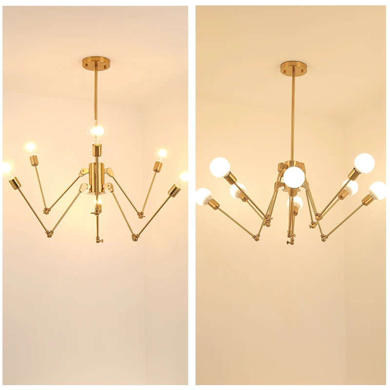 

Loft Industrial Adjustable Spider Pendant Light Retro Creative Personality Nordic Iron Satellite Lamps luminaria pendente