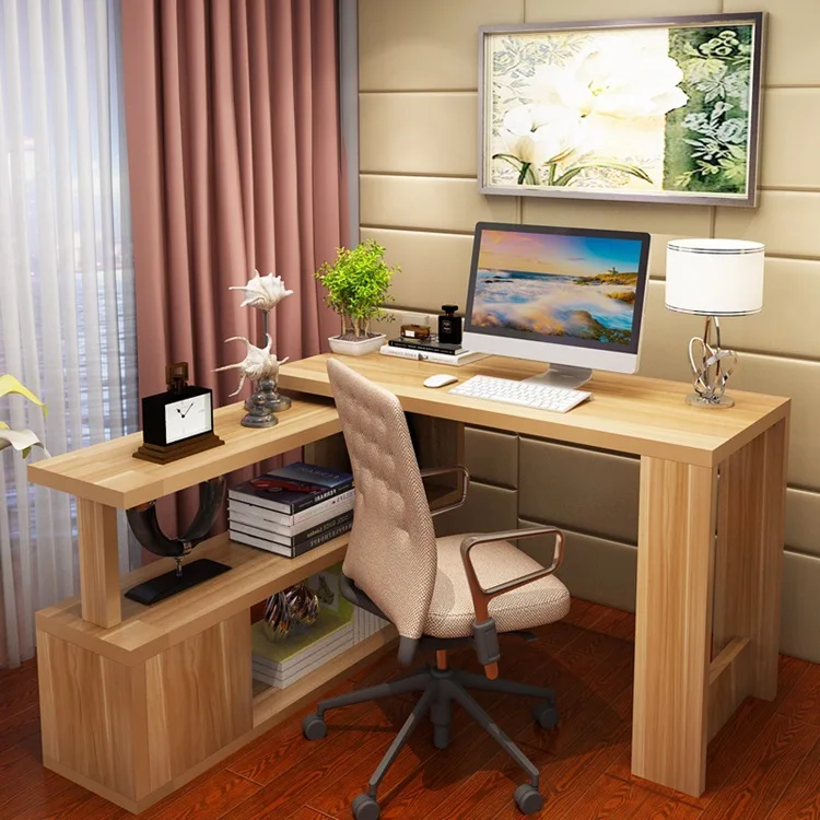 

Simplicity Household Children Office Desk Corner Desk Bookcase Combination Customizable Rotating Computer Table