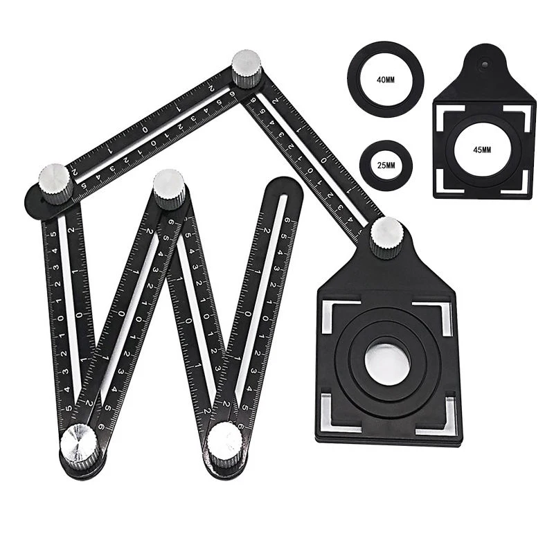 

Adjustable angle tile hole locator measuring tool with positioning punching multi-function high-precision tiling six-fold ruler
