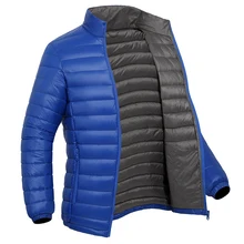 Мужская куртка на утином пуху, зимняя верхняя одежда, пальто со стоячим воротником, теплое пуховое пальто