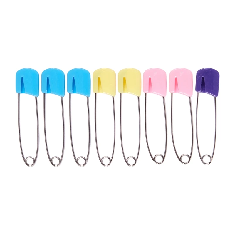 

New-8 pieces Color assorted plastic head honeycomb fabric safety pins for baby