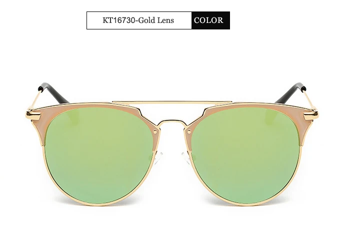 Круглые Женские солнцезащитные очки с полуоправой, Ретро стиль, Винтажные Солнцезащитные очки для женщин, брендовые дизайнерские солнцезащитные очки для женщин, Oculos Gafas De Sol Mujer - Цвет линз: Gold Lens