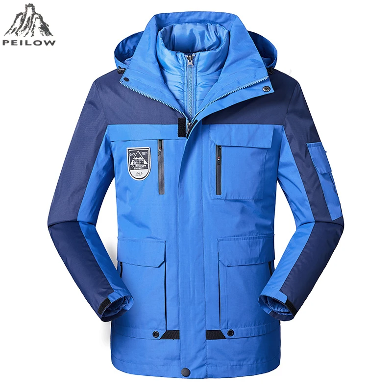 Зимняя теплая куртка-парка 3 в 1 брендовая ветровка из двух частей, утепленная водонепроницаемая ветрозащитная верхняя одежда с капюшоном, зимние парки, пальто