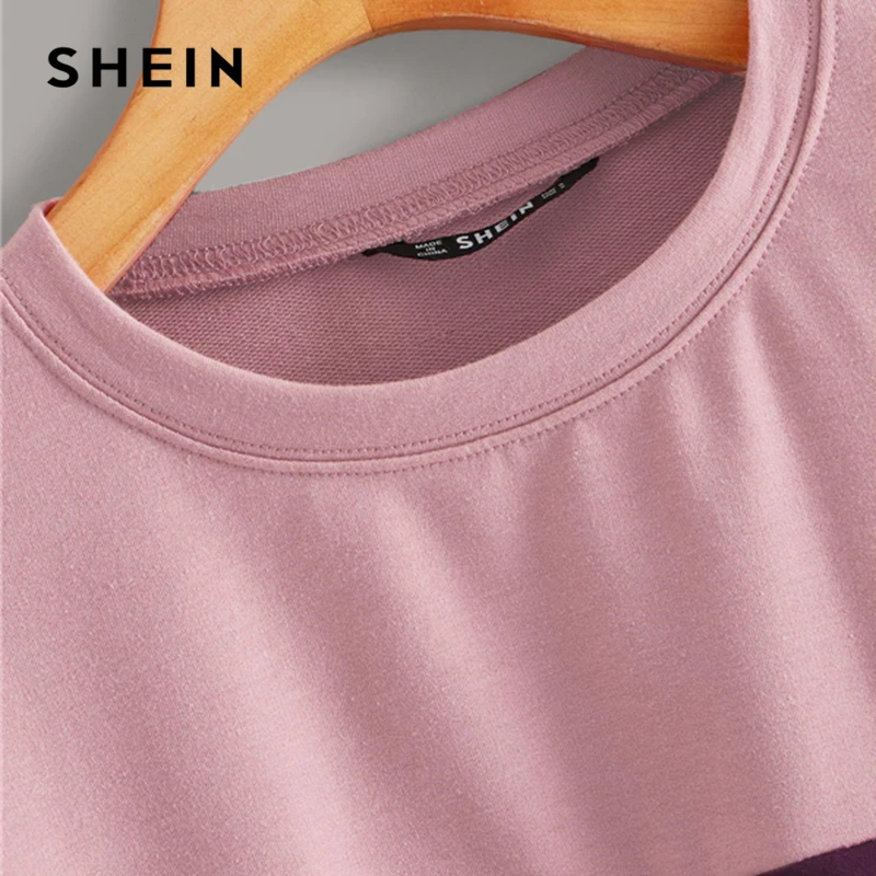 SHEIN Падение плеча Colorblock Повседневный свитер для женщин, пуловер осенняя одежда для активного отдыха с длинными рукавами Повседневные толстовки Топы