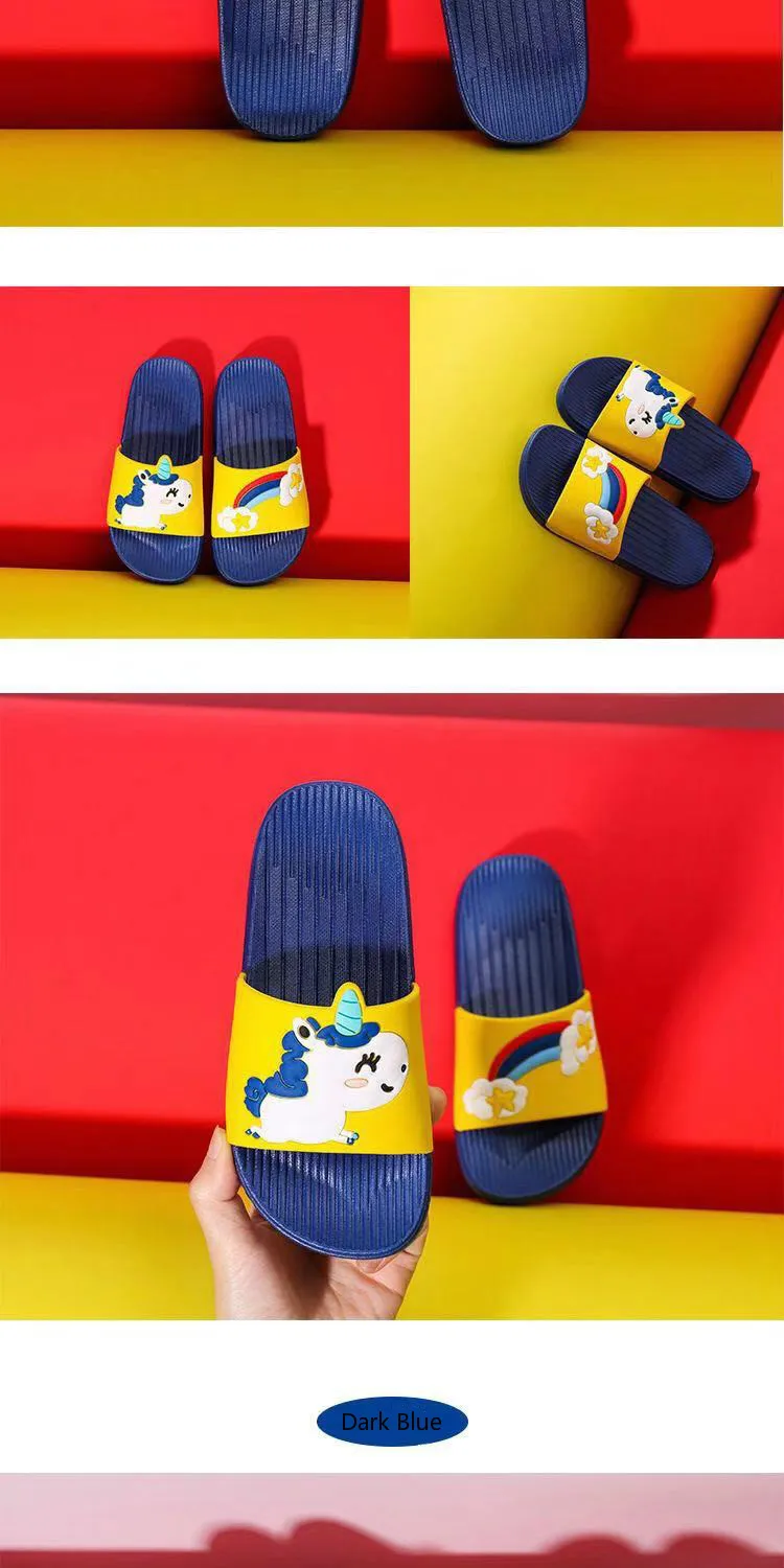 Baby Girls Cartoon Unicorn Toddler Beach Swimming Slippers Kids Boy Rainbow Shoes Children Summer Flip Flops Indoor Cute Sandals