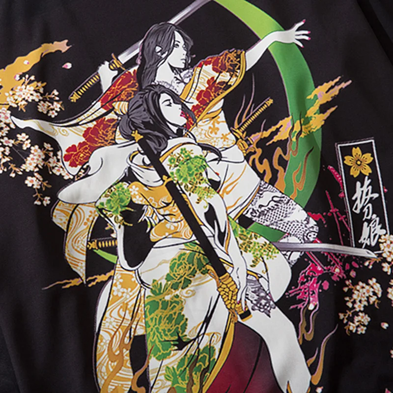 Японское кимоно куртка с героями мультфильмов Samurai Харадзюку 2020 хип хоп мужская