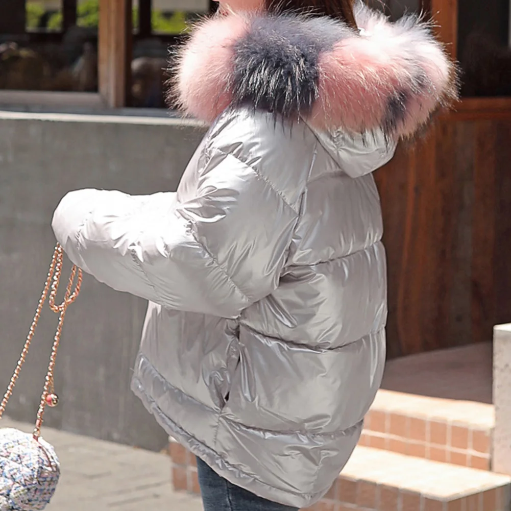 Зимнее женское однотонное хлопковое Стеганое пальто с воротником из искусственного меха, короткая пуховая куртка