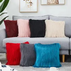 Housse de coussin moelleuse en fausse fourrure, taie d'oreiller douce en fourrure éparpillée, décoration de maison pour canapé 