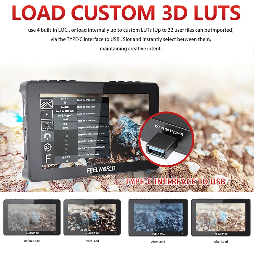 FEELWORLD F5 Pro V3 5.5 Inch 3D LUT Touch Screen DSLR Camera Field Monitor 4K HDMI Input Output LED Light Wireless Transmission