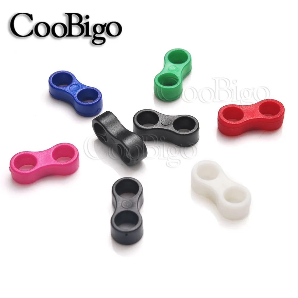 Stopper Slider Clips Plastic Toggles Cord Lock Ends 2 Holes Paracord Boots Backpack Garment Masks DIY Accessories Colorful 10pcs