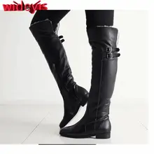 Ботинки женские / Женские сапоги до колена из натуральной кожи; сапоги с круглым носком; плюшевые зимние сапоги; Новинка года; Модные женские кожаные сапоги