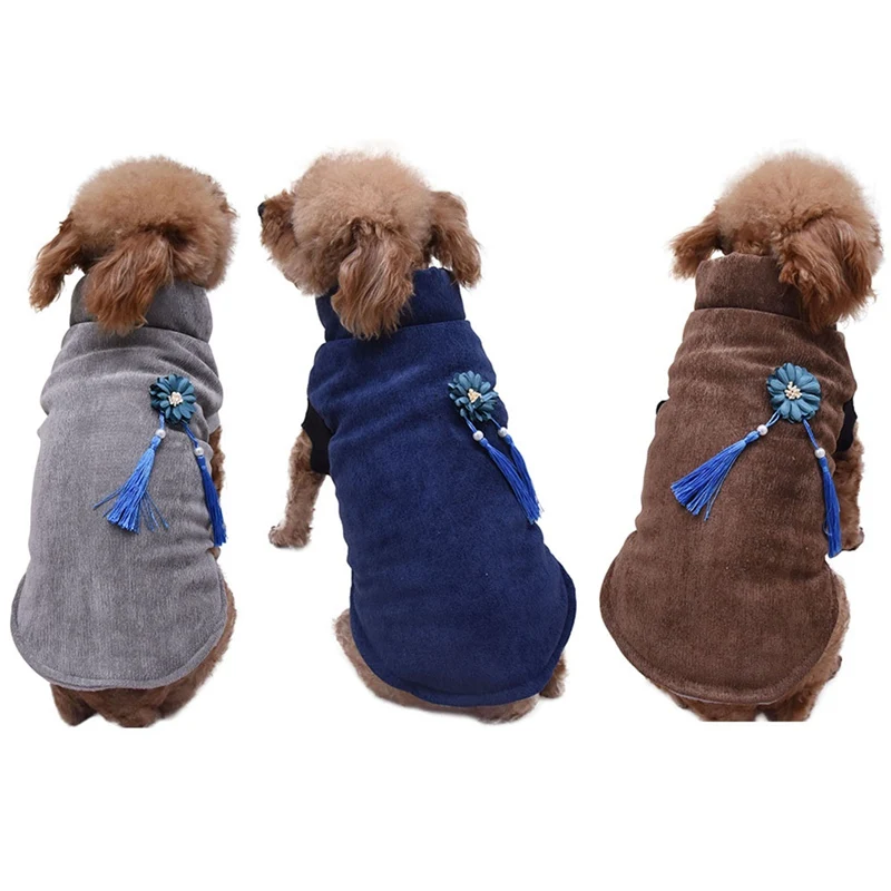 Осенне-зимний хлопковый мягкий костюм для домашних животных, маленькое и теплое кордовое пальто без рукавов для собак