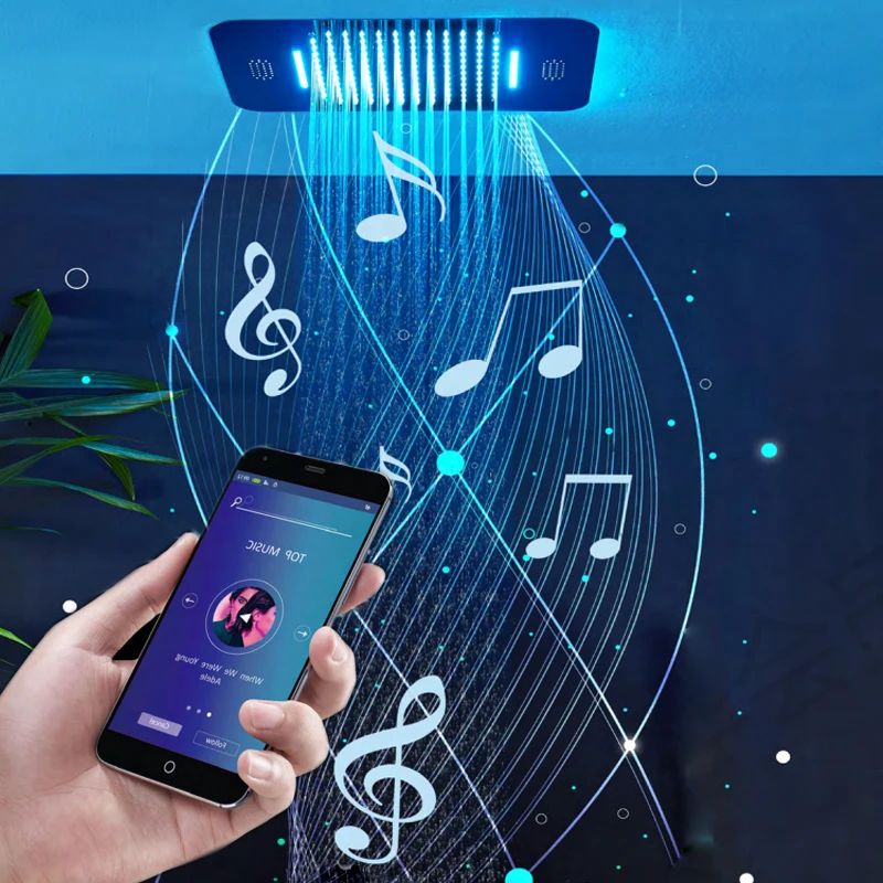 Роскошный светодиодный дождевик для душа с цветным Bluetooth музыкальным динамиком