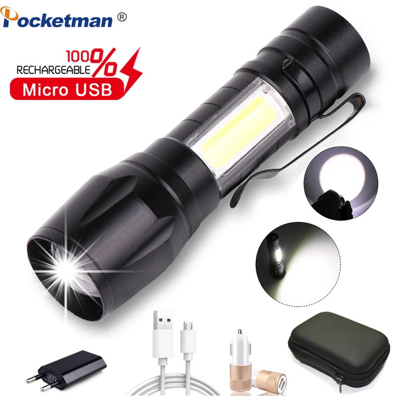 Details about   65000lm T6 LED Flashlight USB Rechargeable Zoom Torch With Magnet With Clip