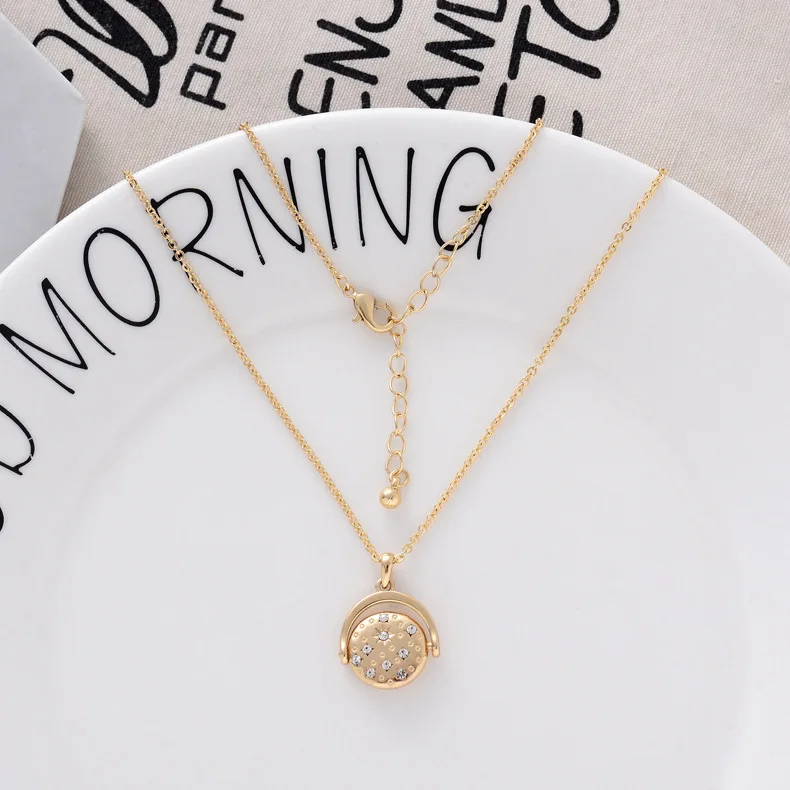 Creative Geometry round Pendant Europe And America Cool Hexagram Zircon Necklace Women's Alloy Accessory a Generation of Fat