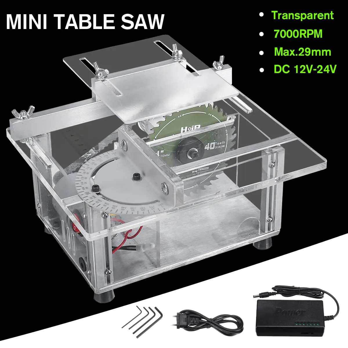 

NEW Table Saw Handmade Woodworking Bench Saw DIY Hobby Model Crafts Cutting Tool with Power Supply HSS Circular Saw Blade