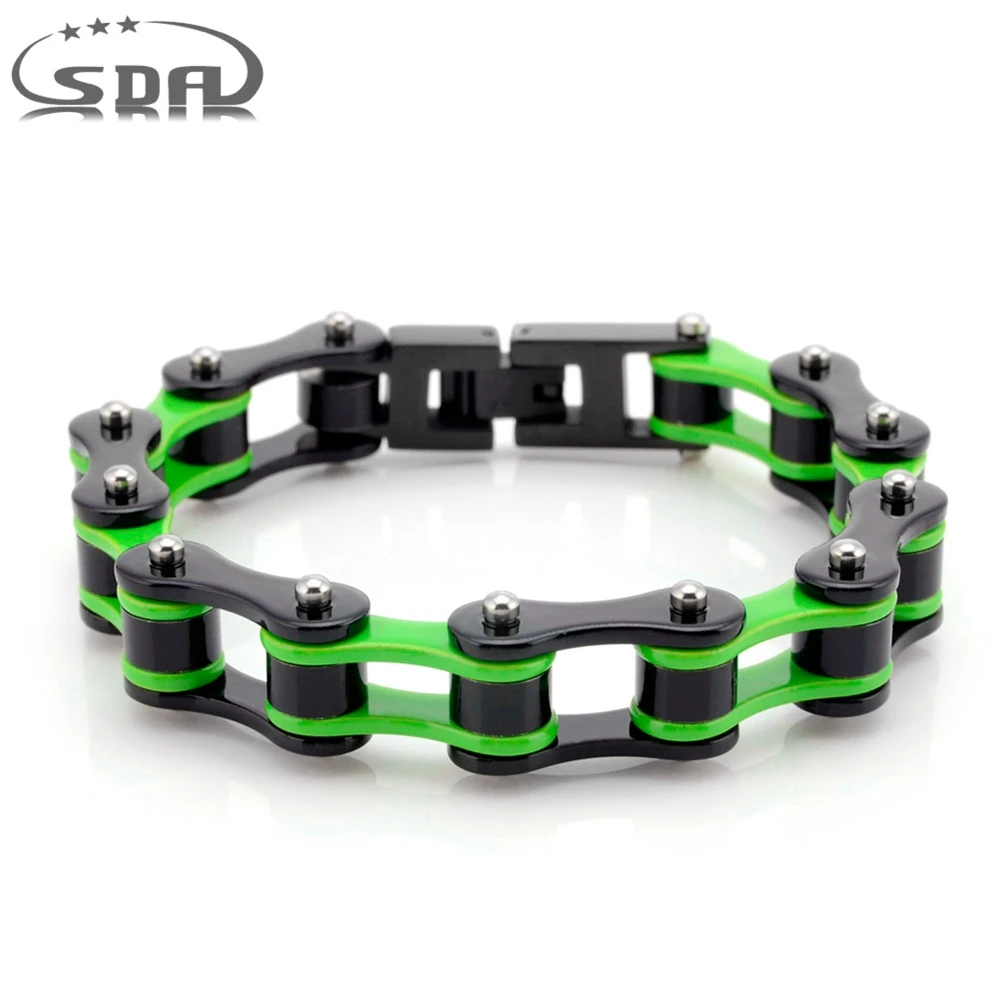Goede SDA mannen Biker Chain Armbanden Bangles 316L Rvs Link Cubaanse Ketting voor Mannen Armbanden Rood Zwart Groen YM180