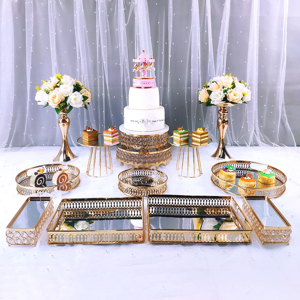 stand de gâteau de mariage rectangulaire à 3 niveaux ou support de dessert,  plateau de service à trois niveaux pour cupcakes