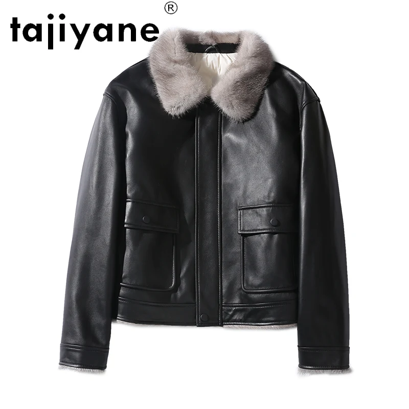 

Tajiyane Winter Coat Women White Duck Down Jackets Women's Genuine Sheepskin Jacket Woman 100%mink Fur Coats Mujer Parkas TN1029
