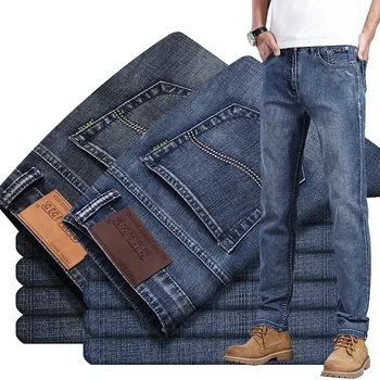 

Men's Jeans High-quality Straight Slim Denim Trousers Business Casual Comfortable Spring Summer Classic Blue Pants Men