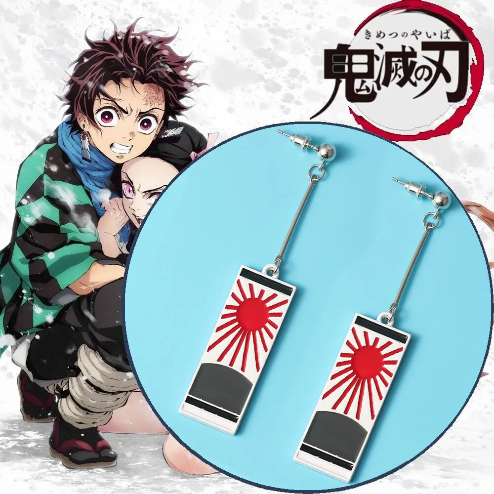 High Quality Demon Slayer Earrings Kamado Tanjirou Earring Ear Stud