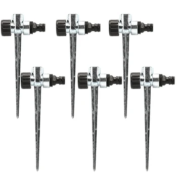 

6 Pack 1/2 Inch Zinc Flow Thru Lawn Sprinkler Spike Base, Watering Sprinklers for Yard, Lawn and Grass Irrigation