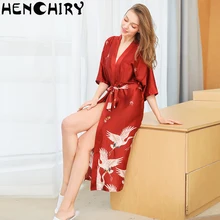 HENCHIRY кружевное Сексуальное Женское ночное белье Женская ледяная шелковая ночная рубашка кружевной халат-Пижама сексуальное роскошное каннское модное вечернее платье