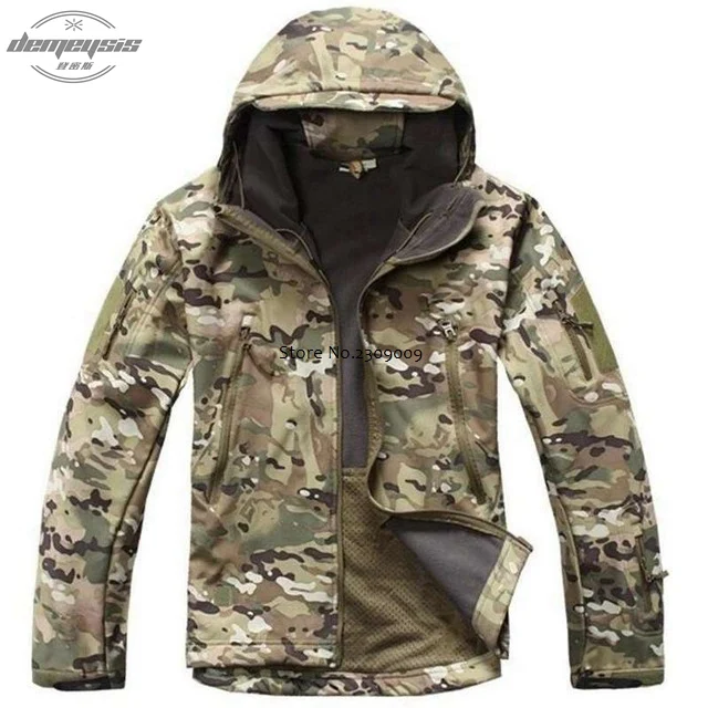 Армейское камуфляжное пальто, военная тактическая куртка, военная одежда, верхняя одежда, мягкая оболочка, водонепроницаемая ветрозащитная куртка, комплект - Цвет: multicam jacket