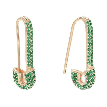 

LOZRUNVE Fashion Custom 925 Silver Cubic Zirconia Ear Safety Pin Earring Rose gold Plated