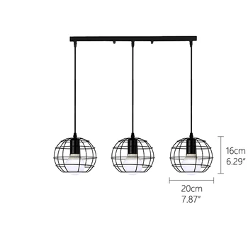 

Vintage wrought iron 3 heads hanging lamp E27 220V black multi shape lamp for kitchen living room bedroom study aisle restaurant