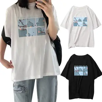 

Women Summer Round neck summer cartoon printed casual simple wild half-sleeved T-shirt