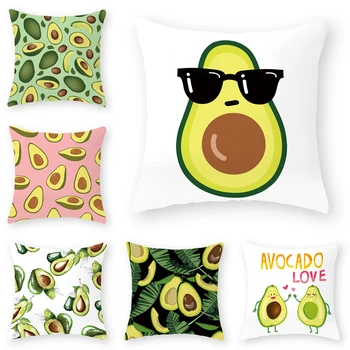 

Cartoon Avocado Pattern Cushion Cover 45x45cm Popular Fruit Home Decorative Pillowcase for Car Office Living Room