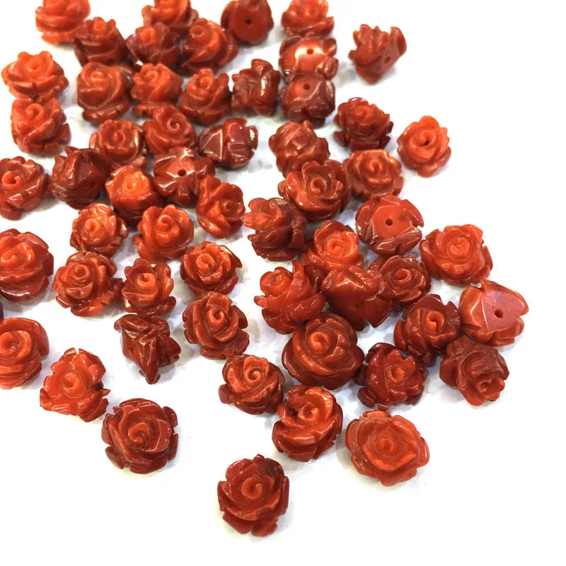 Натуральный коралловый цветок форма кабошон полуотверстие Бисер для изготовления ювелирных изделий DIY серьги гвоздики свободные бусины 8x10 мм