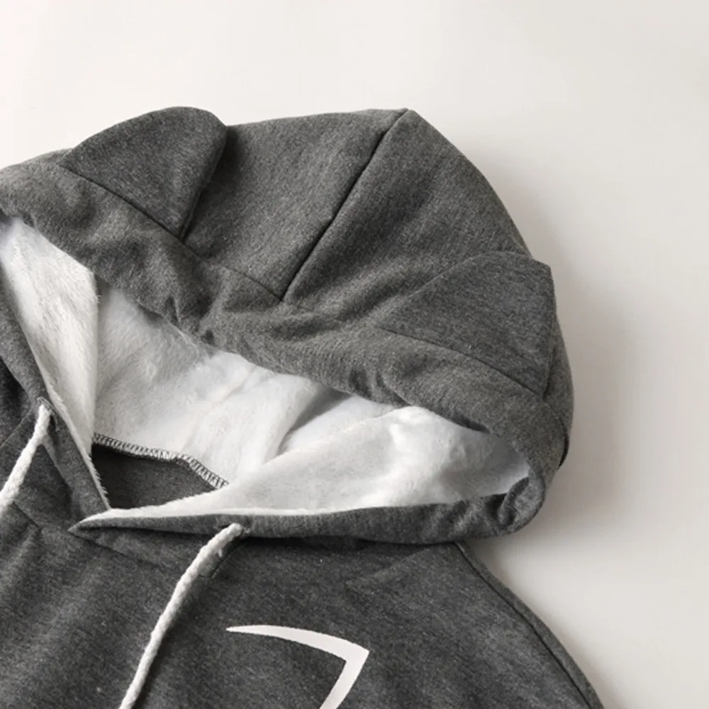 Women Sweatshirt Cat Face Printed Hoodies Plus Size Thicker Velvet Autumn Winter warm Drawstring pocket keep pet Sweatshirt