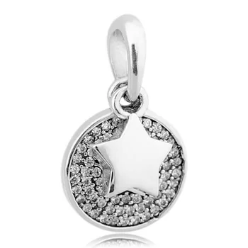 

New 925 Sterling Silver Bead Charm Sparkling Celebration Stars With Crystal Necklace Pendant Fit Pandora Bracelet Diy Jewelry