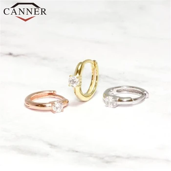 925 Sterling Silver Crystal CZ Hoop Earrings for Women Simple Luxury Circle Zircon Earring Gold Silver Fashion Jewelry Wholesale