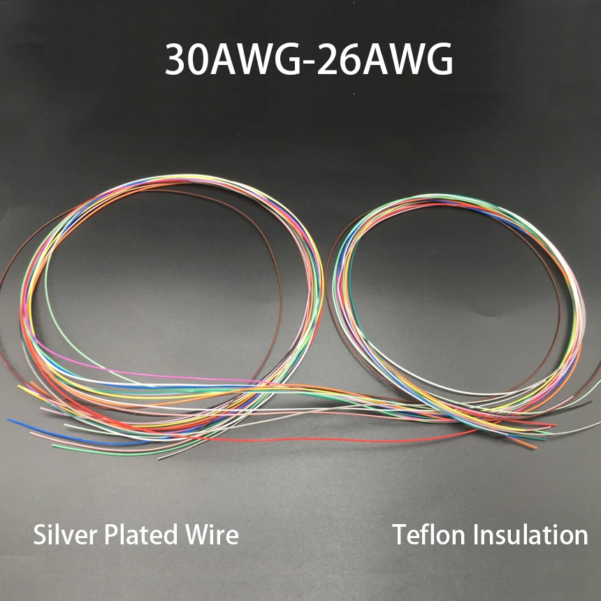 30AWG 28AWG 26AWG многоцветный пластик PTFE изоляция Посеребренная медь OFC многожильный аудио кабель сигнальная линия провод для наушников