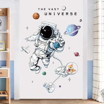 Astronaut Wall Stickers for Kids Room Nursery Kindergarten Decor Art Remvable PVC Tile Decals DIY Posters Murals Home Decoration