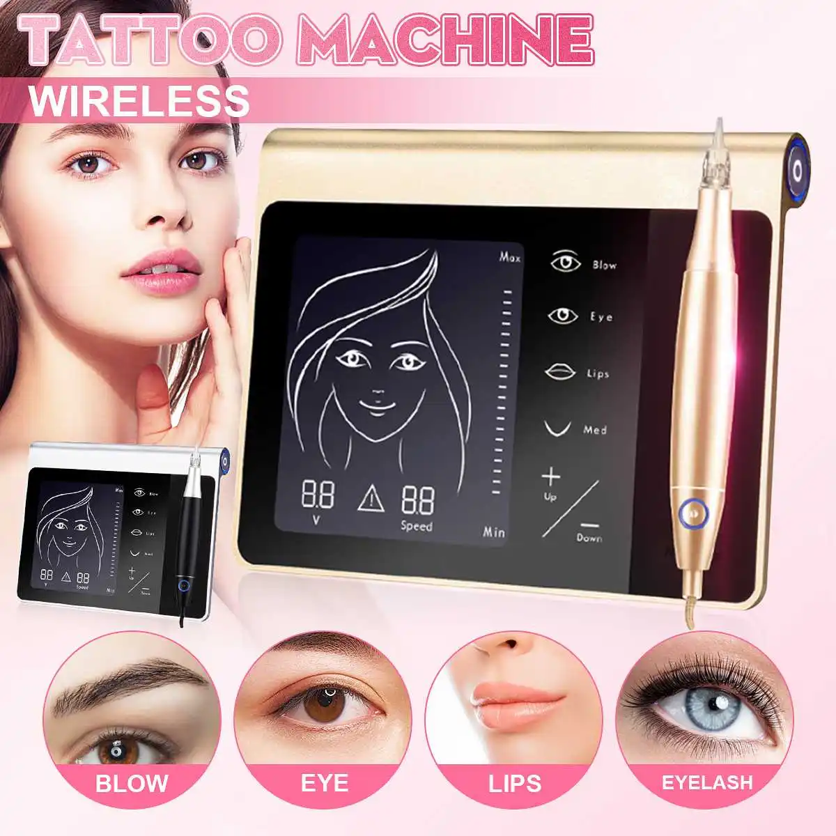 

Tattoo Machine Kit Set Digital Permanent Makeup Tattoo Device Kit Professional Siwss Motor Tattoo Power Supply for Eyebrow Lip